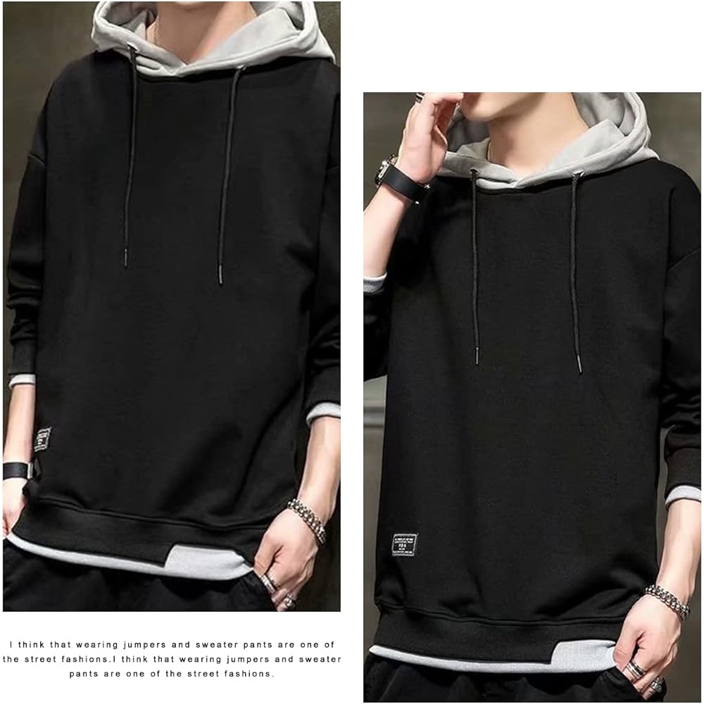 [ANONIE] Men's Setup, Hoodie, Sweatshirt, Jersey, Men's Top and Bottom Set, Hooded, Autumn/Winter, Large Size, Casual, Loose, Plain, Pants, 2-piece Set
