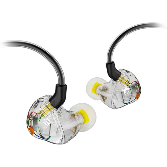 Xvive T9 Dual Balanced Armature Driver In-Ear Monitor Earphones Sound Isolation Clear and Articulated Sound Includes Carry Case and Fit Kit - Clear