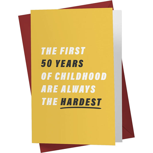 50th Birthday Cards for Him and Her - 50th Anniversary Cards for Dad and Mom - 50th Birthday Cards for Brother, Sister and Friend - 50th Birthday Cards for Men and Women - Karto - Yellow Childhood
