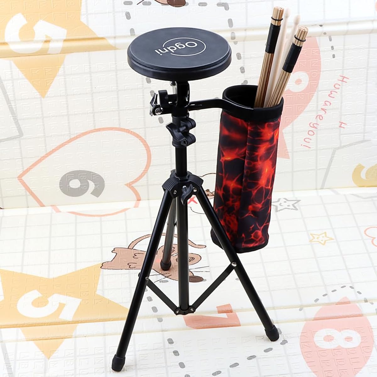 Ogdni Drum Pad Stand Set, 6 Inch Double Sided Silent Drum Pad, Drum Sticks, Adjustable Snare Stand, Drumstick Holder, Storage Bag