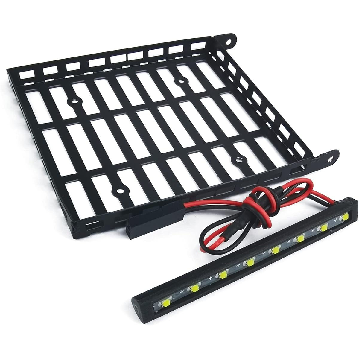 Que-T Metal Luggage Carrier 1/24 Roof Rack with LED Lights for Axial Scx24 AXI00005 Gladiator Crawler Vehicle