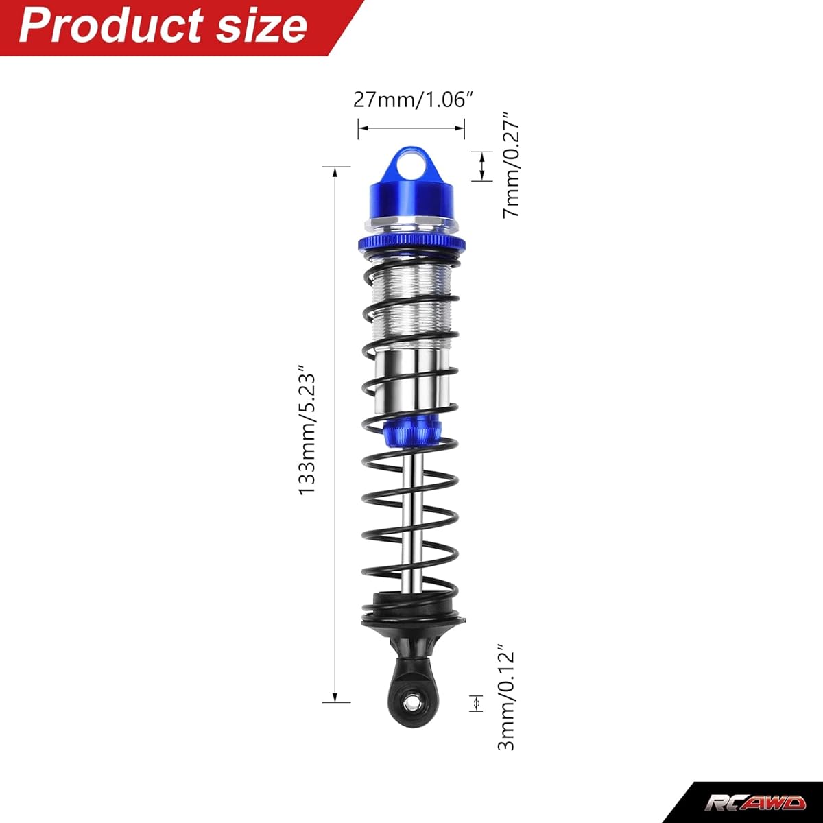 RCAWD Full Aluminum Shock Absorbers 4pcs Traxxas Max 89086-4 89076-4 8961 Shock Damper Hop-Up Upgrade Parts Dark Blue