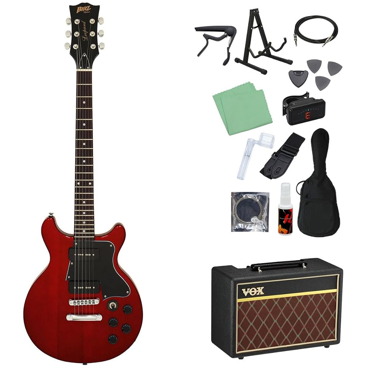 Blitz by AriaProII BLP-SPL/DC Electric Guitar Beginner 14-piece Set [With VOX Amplifier] WR Les Paul Special Type Double Cutaway Blitz