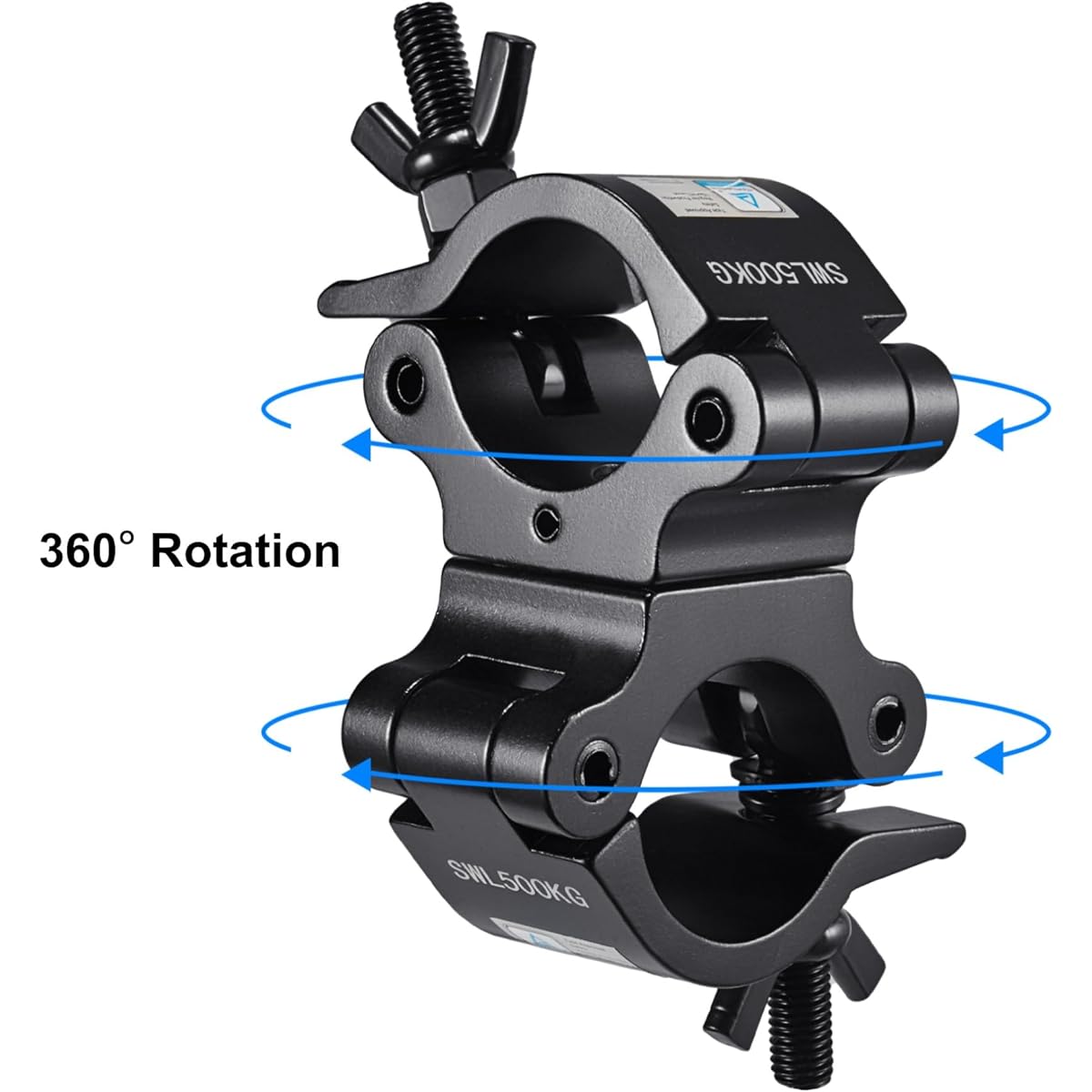 TUV Pro Swivel Truss Clamp Black 2" Pack of 2 Rualin Heavy Duty 500kg Swivel Coupler 50mm Truss Clamp Dual Head Rotation as Needed 2 Pieces 360 Degree Lighting Clamps Truss OD 48-52mm / 2"