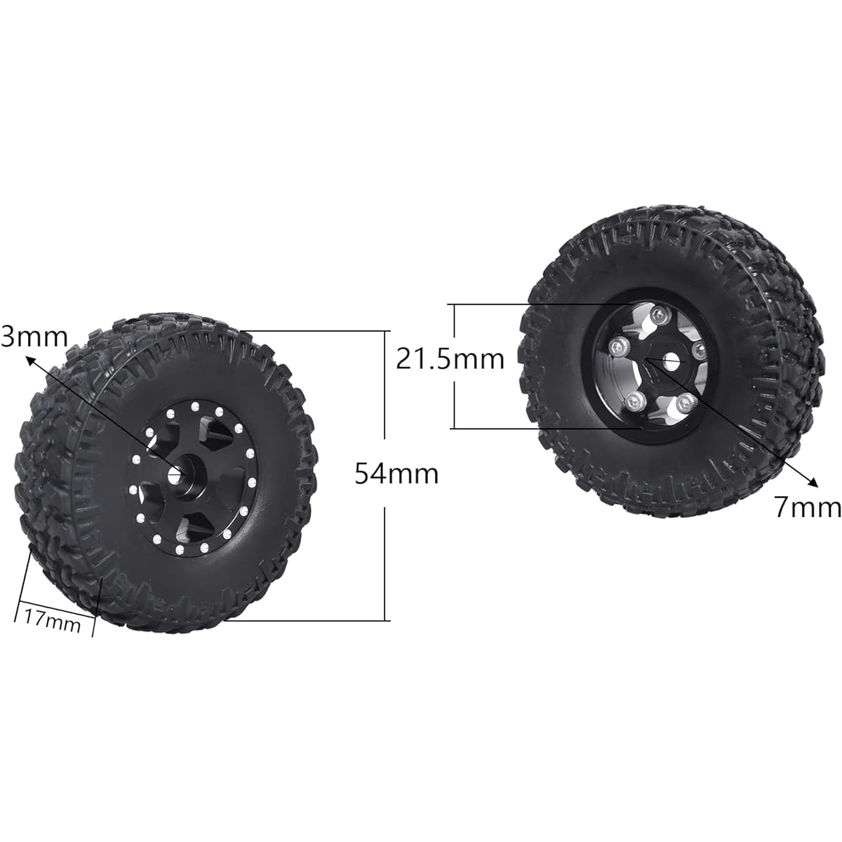 1.0 Beadlock Wheel & Tire Rim Set with Foam Inserts 4pcs for 1/24 RC Crawler Axial SCX24 90081 AXI00001 Deadbolt Chevy C10 AXI00002 Jeep Wrangler JLU CRC (Type 1)