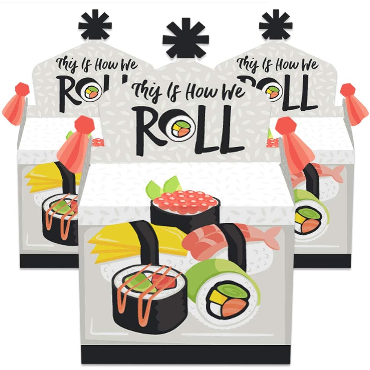 Big Dot of Happiness Let's Roll - Sushi - Treat Box Party Favors - Japanese Party Goodie Gable Boxes - Set of 12