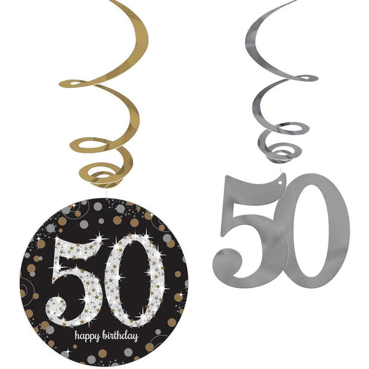 Amscan Sparkling Gold Celebration 50th Birthday - 12 Swirls Decorations / Amscan Sparkling Gold Celebration 50th Birthday - 12 Swirls Jewelry