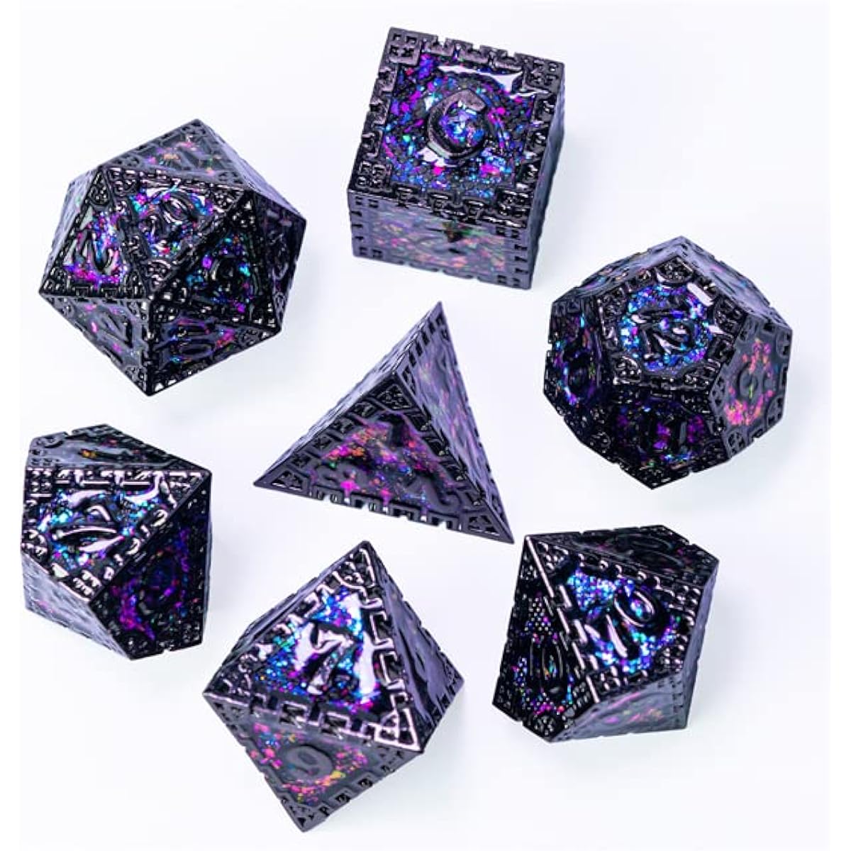 Ancient Dark Evil Elfluun DND Metal Dice Set Dungeons & Dragons Gifts D&D D&D Pathfinder Accessories D20 Polyhedral Resin Dice Metal Dice Tray Tower Bag Box