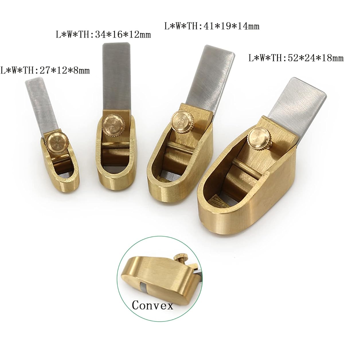 HUATOOL 4 Piece Woodworking Plane Cutter Set Flat Bottom Metal Copper Lucia Tool Guitar Violin Viola Cello Woodworking Copper Planer DIY Guitar Tool (4PC Radian Bottom)