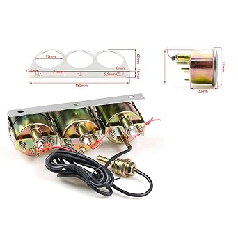 BAGARAATAN Triple Gauge Kit Oil/Volt/Water Gauge 2inch/52mm Chrome Panel 3 in 1 Car Meter Hydraulic Fahrenheit Water Temperature Ammeter Triple Gauge Kit