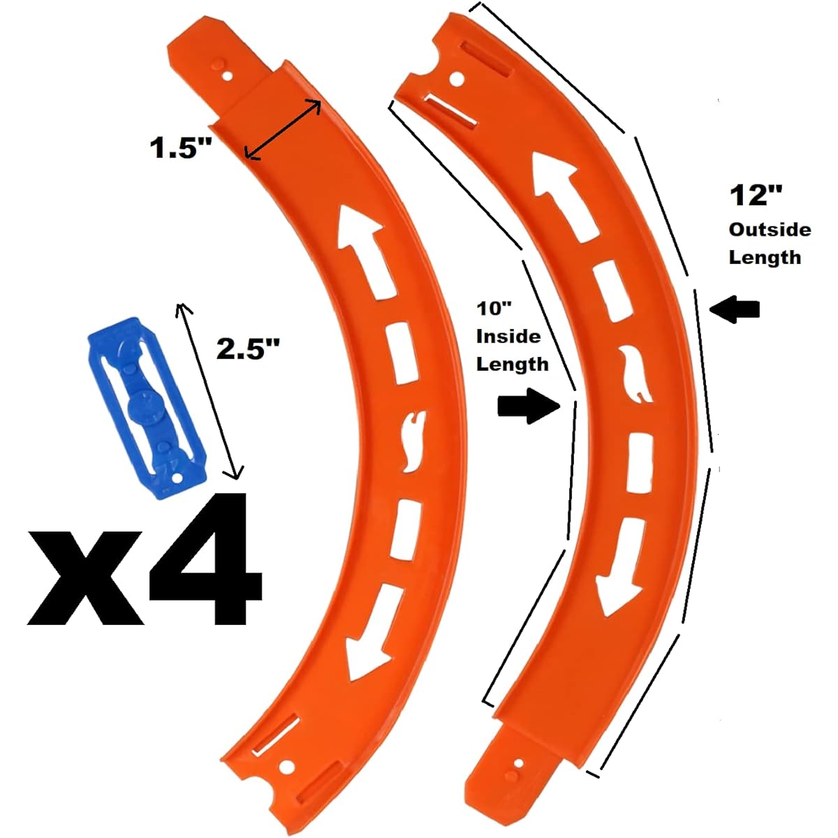 Curve Tracks Expansion Packs ~ Includes 8 Curved Track Pieces & 4 Connectors ~ 10" Long