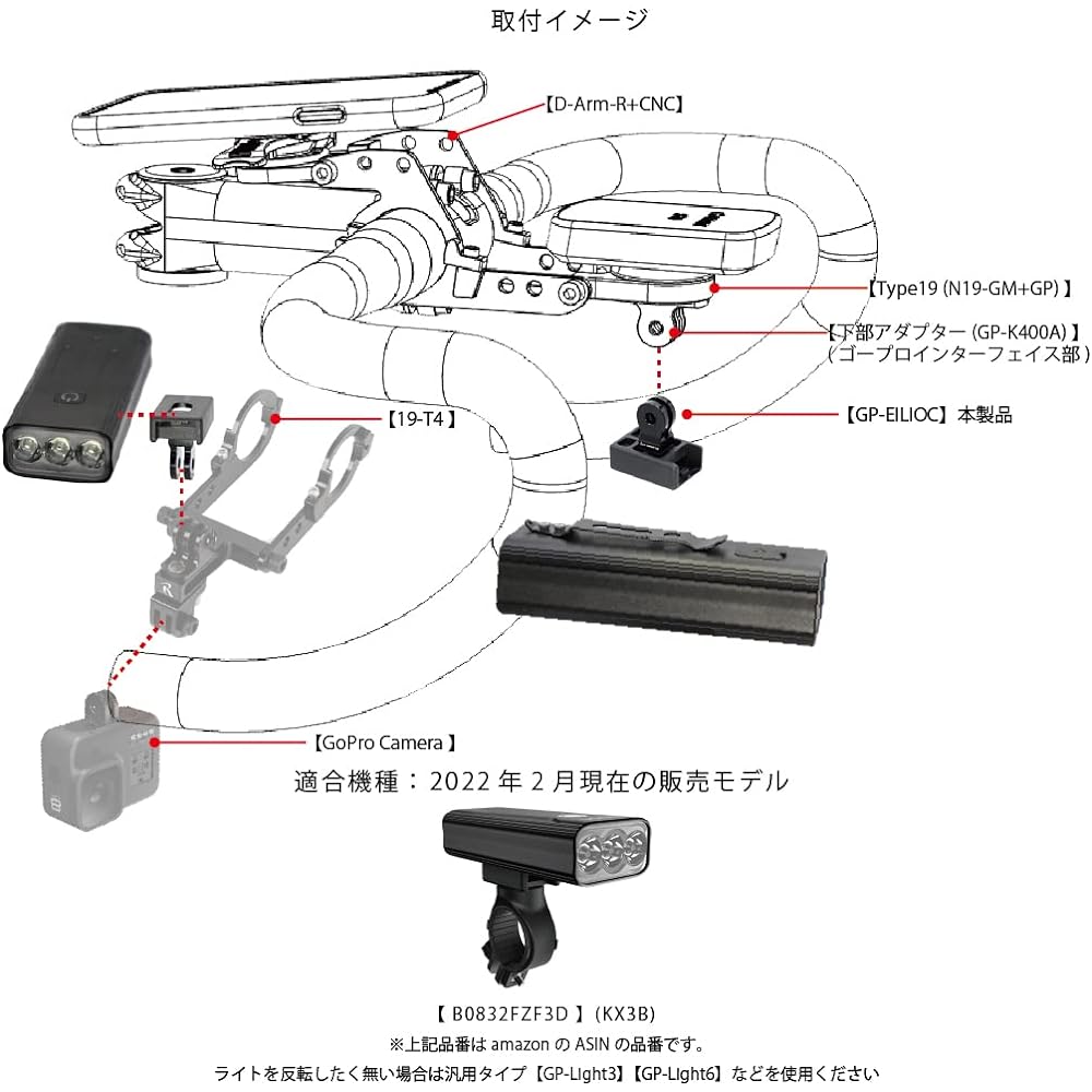 REC-MOUNTS Light Adapter for EILIOC [GP-EILIOC] Converts mounts and adapters with GoPro interface to "Bicycle Light B0832FZF3D (KX3B)"