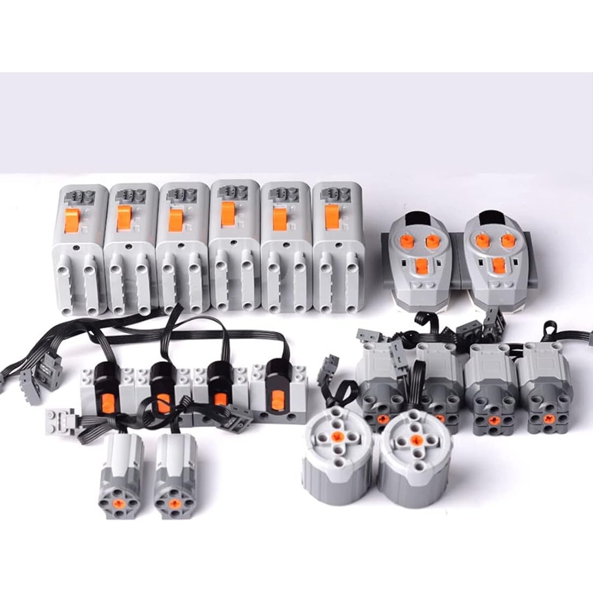 Scakbyer 20pcs Power Functions Motor Set Compatible with Lego Technic Car Building Blocks, 2 Remote Controls, 6 AA Battery Boxes, 2 XL Motors, 4 L Motors, 2 M Motors, 4 Receivers