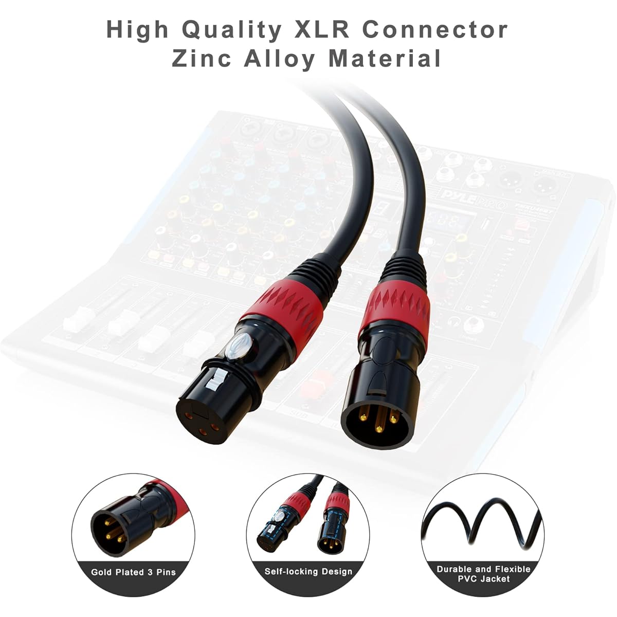 1 ft. XLR Cable, 6 Pack Microphone Cable, AuxLink Premium Balanced XLR Male to Female Mic Cable, 3-Pin XLR Speaker Cable for Stage Lighting, Speaker Systems and More (1.5 ft.)