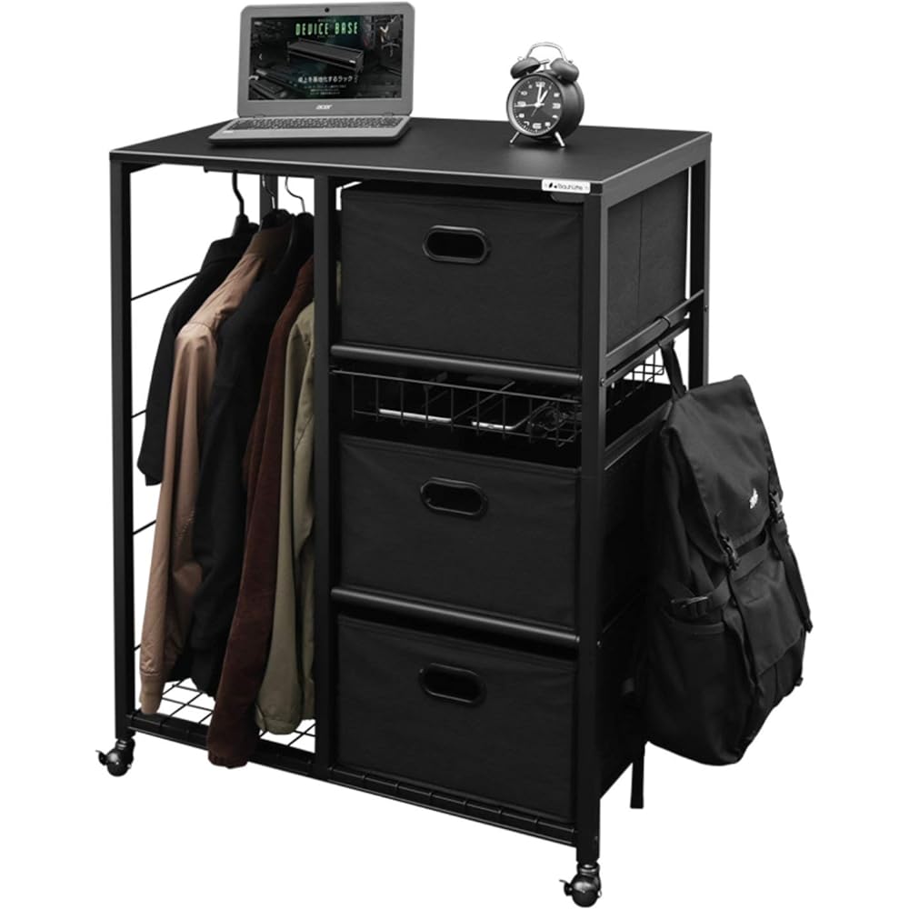 Bauhutte Hanger Rack Table BHT-830-BK & () Controller Stand Headphone Hanger Rack BHP-S100 Black [Set Purchase]