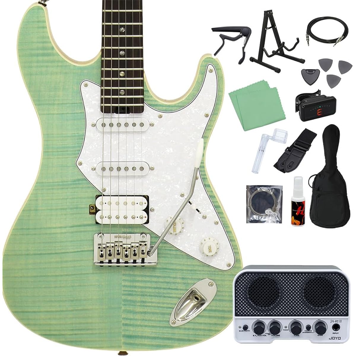 AriaProII 714-AE200LTD CB Electric Guitar Beginner 14-piece Set [Includes Bluetooth Mini Amplifier] Stratocaster Type Caribbean Blue AriaPro II