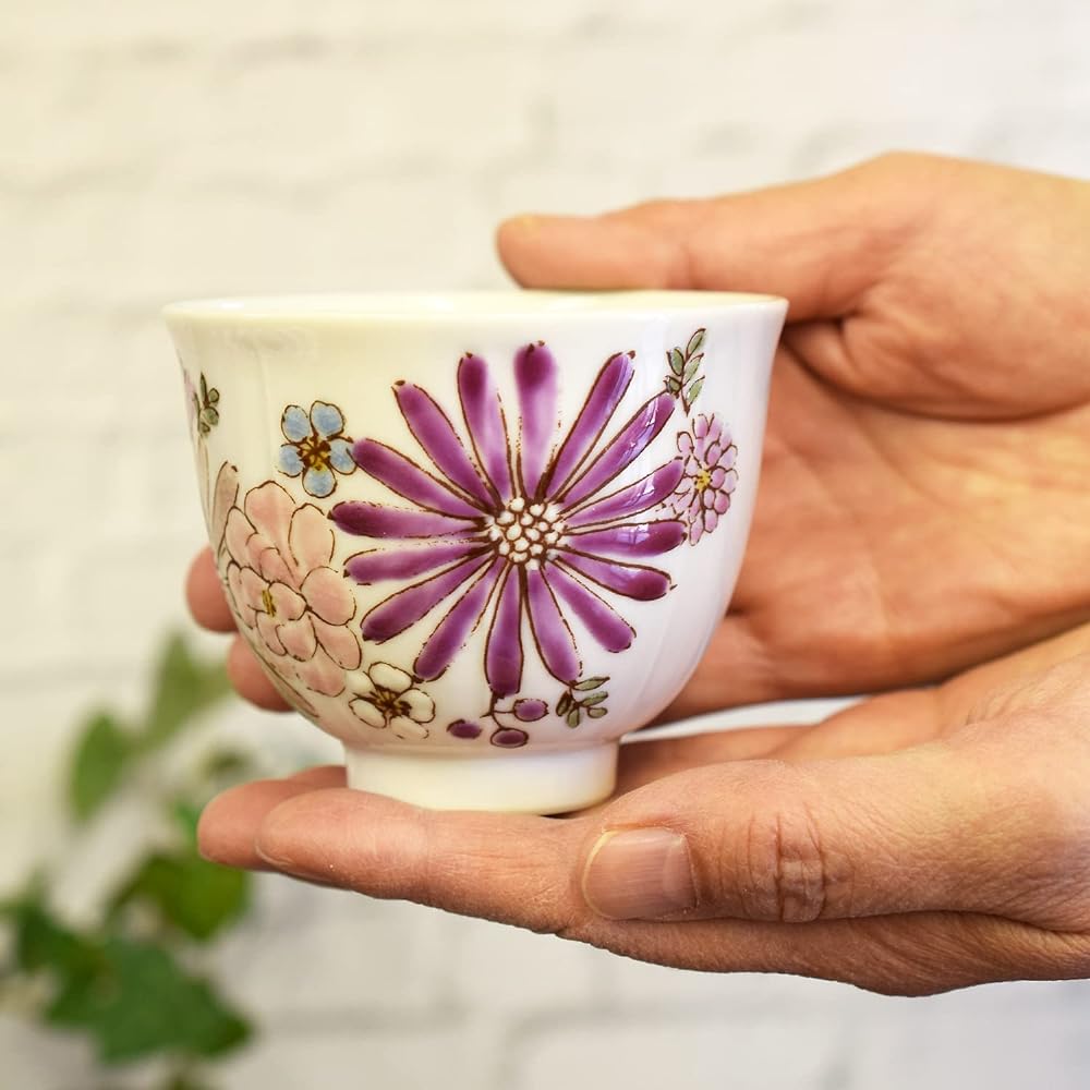 Kutani ware teacup set of 5, flower stylish teacup, for guests, luxury brand, tea utensils