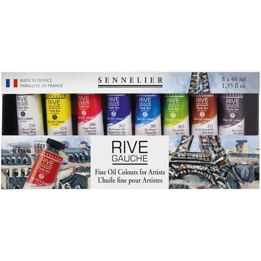 Sennelier Rive Gauche Fine Oil Colors for Artists, 8 Colors, 40ml Each (10-130313-2)