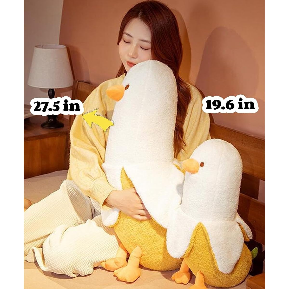 Srutirbo Banana Duck Plush Toy, Cute Stuffed Animals, Banana Plush Toy, Duck Stuffed Animal, Sleeping Pillow, Duck Stuffed Animal for Girls and Boys (White, 19.6 Inch)