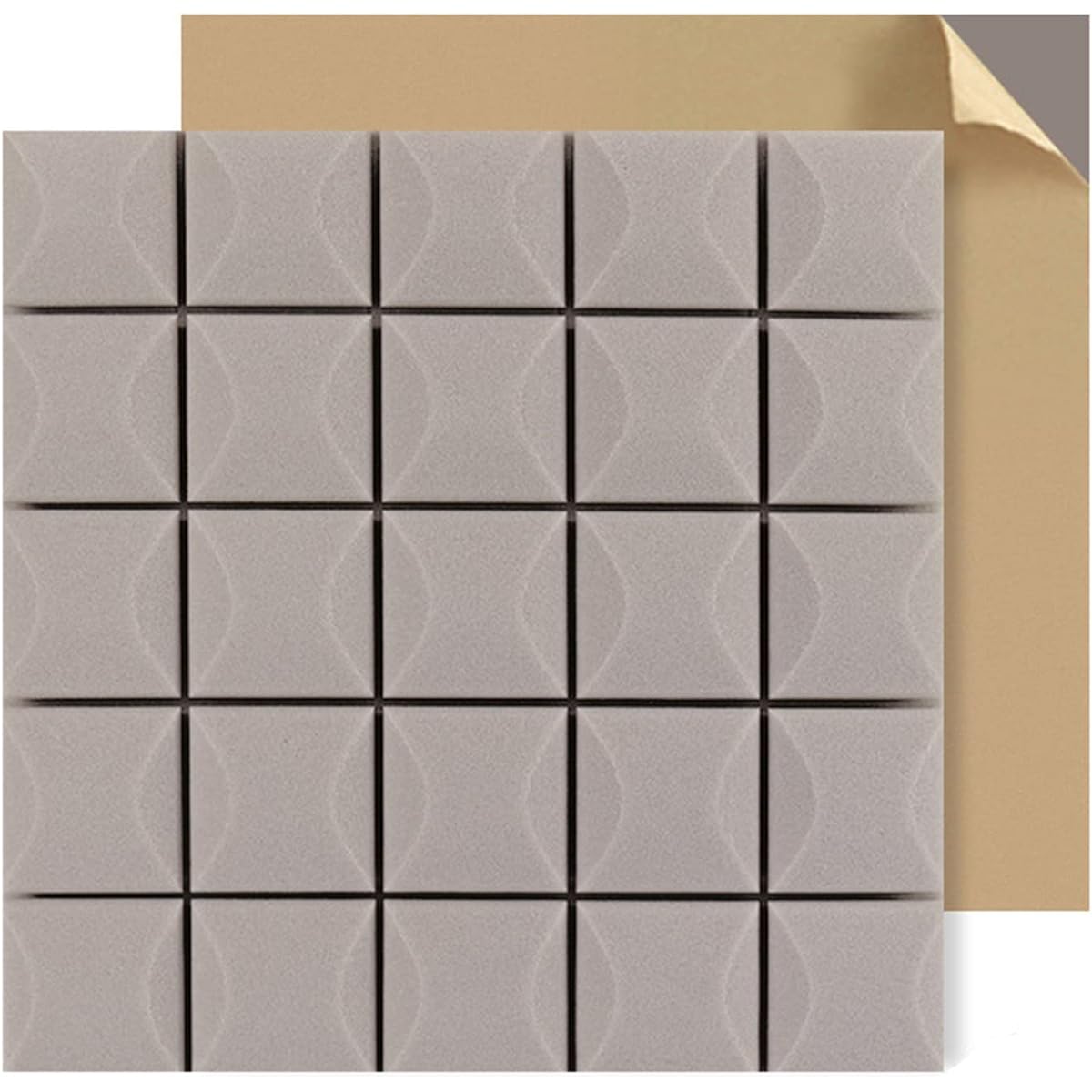 Self-adhesive soundproof foam panels, bar KTV noise reduction acoustic panels fireproof sound absorbing cotton high density (F 50*50*5CM) (D 50*50*5CM)
