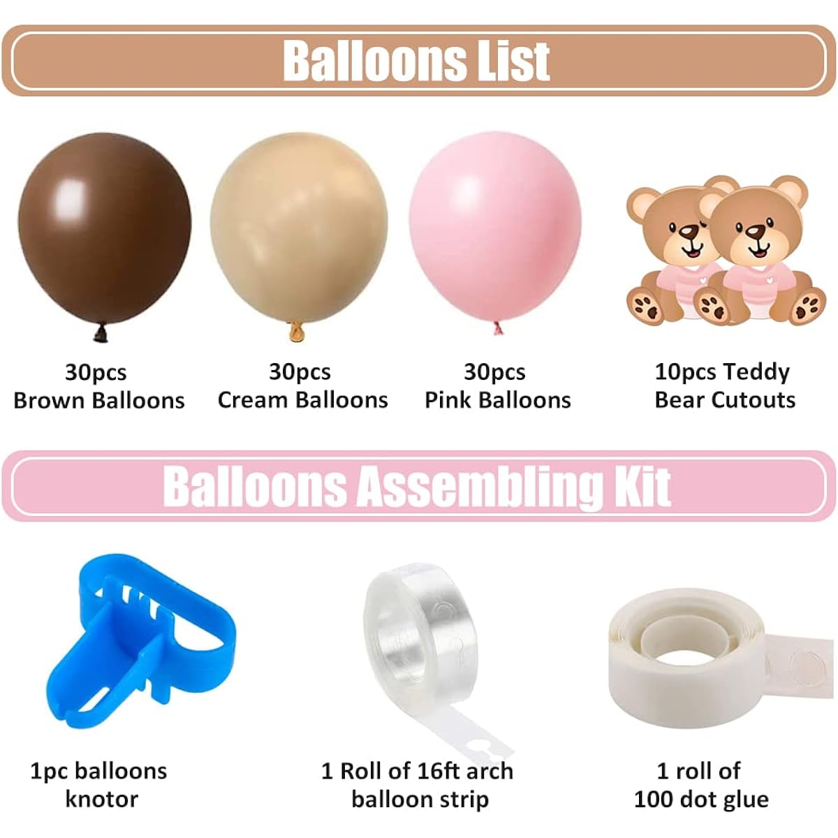 FGBB Teddy Bear Baby Shower Balloon Arch Baby Girl Birthday Party Decoration Set Pink Brown Coffee Balloon Garland Teddy Bear Theme Birthday Party Girl Gender Reveal Baby Shower
