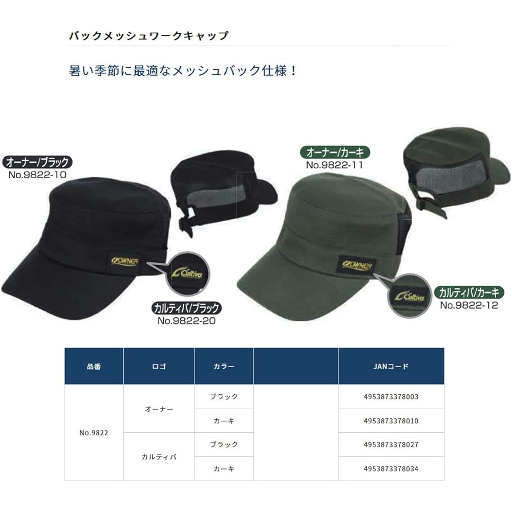 OWNER Back Mesh Work Cap No:9822