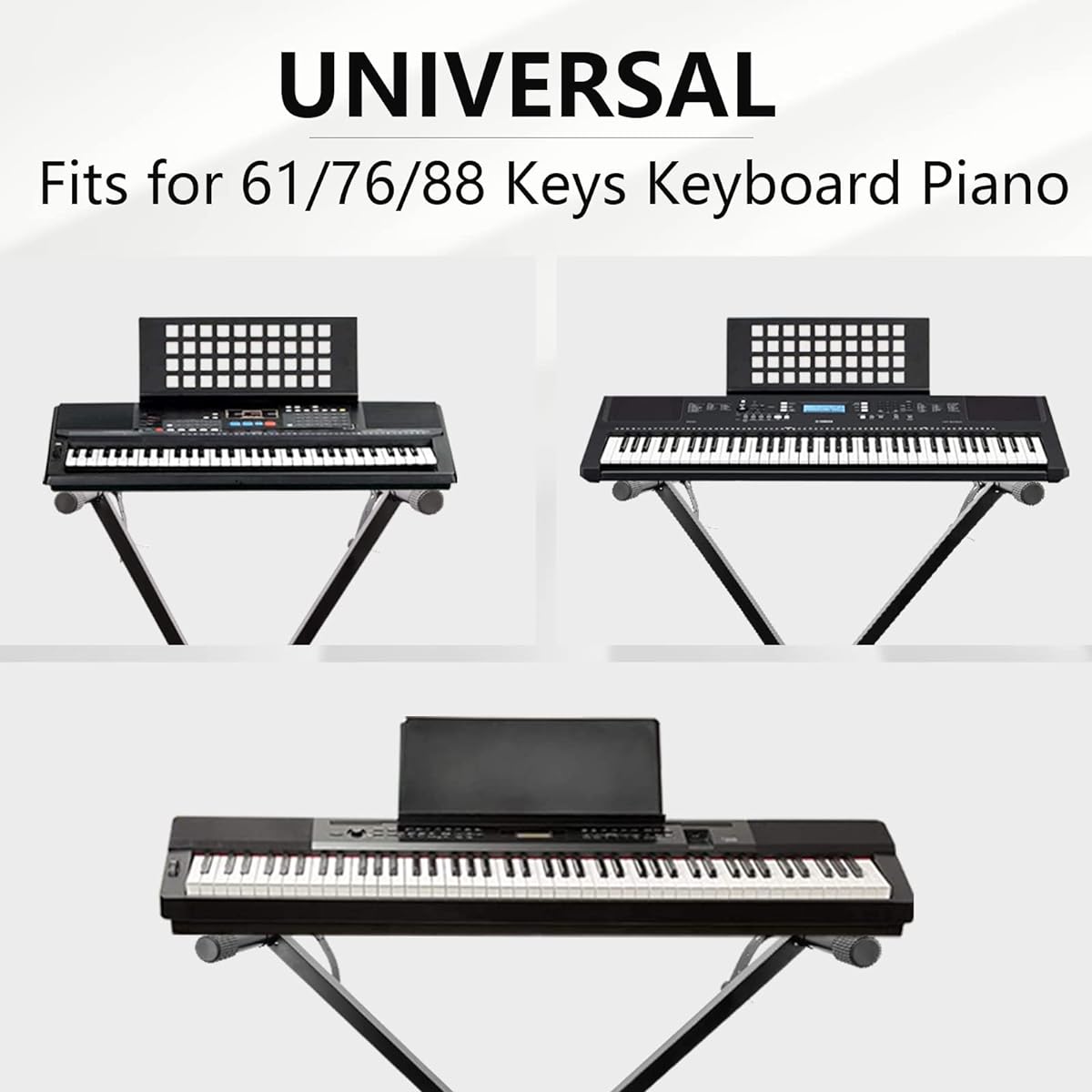 MUZNOTE Adjustable Keyboard Stand, Single X Piano Stand with Locking Straps, 6 Height Adjustments for 61, 76, 88 Keys