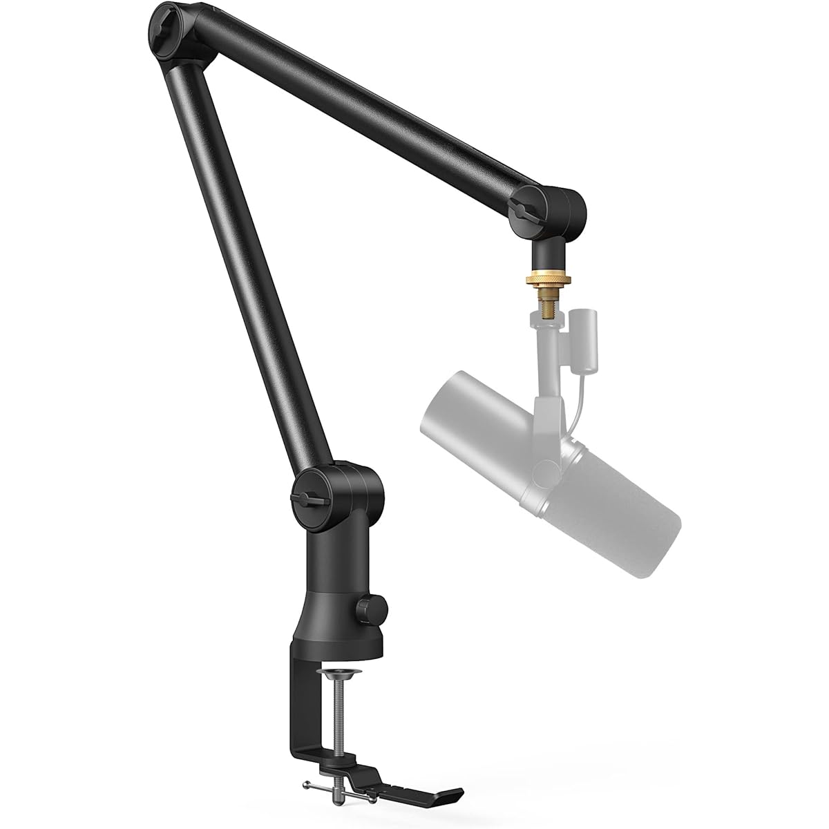 Bietrun Microphone Arm Desk Mount (Longer) for Shure SM7B/MV7/Blue Yeti/Nano/Hyperx Quadcast, Adjustable 360° Rotatable Universal Heavy Duty Metal Mic Arm with 3/8" to 5/8" Adapter, Cable Trough and Headset Hook.