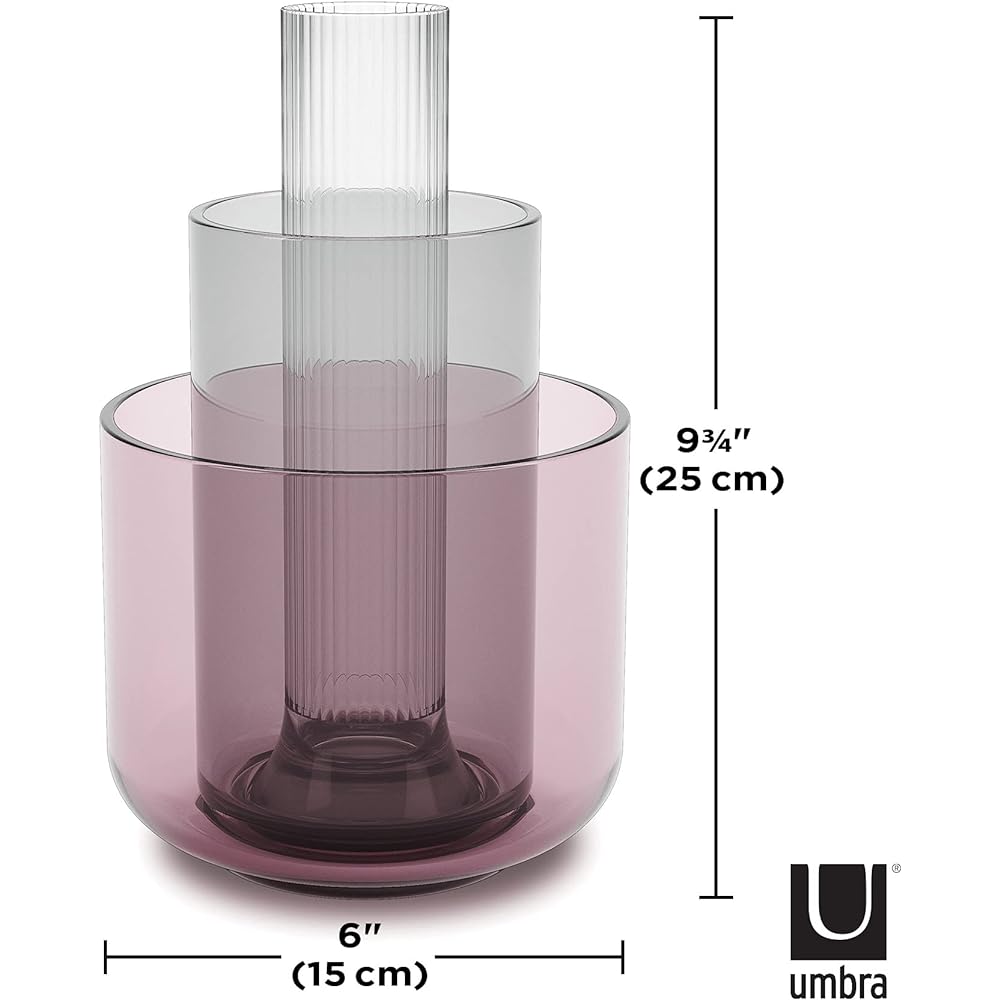 umbra Vase Flower Base Assorted Candle Holder Gardening Ornamental Plant Stacking Glass Accessory Case Living Room Entrance Decoration LAYLA 21017035022 27 x 15 x 15 cm Set of 3