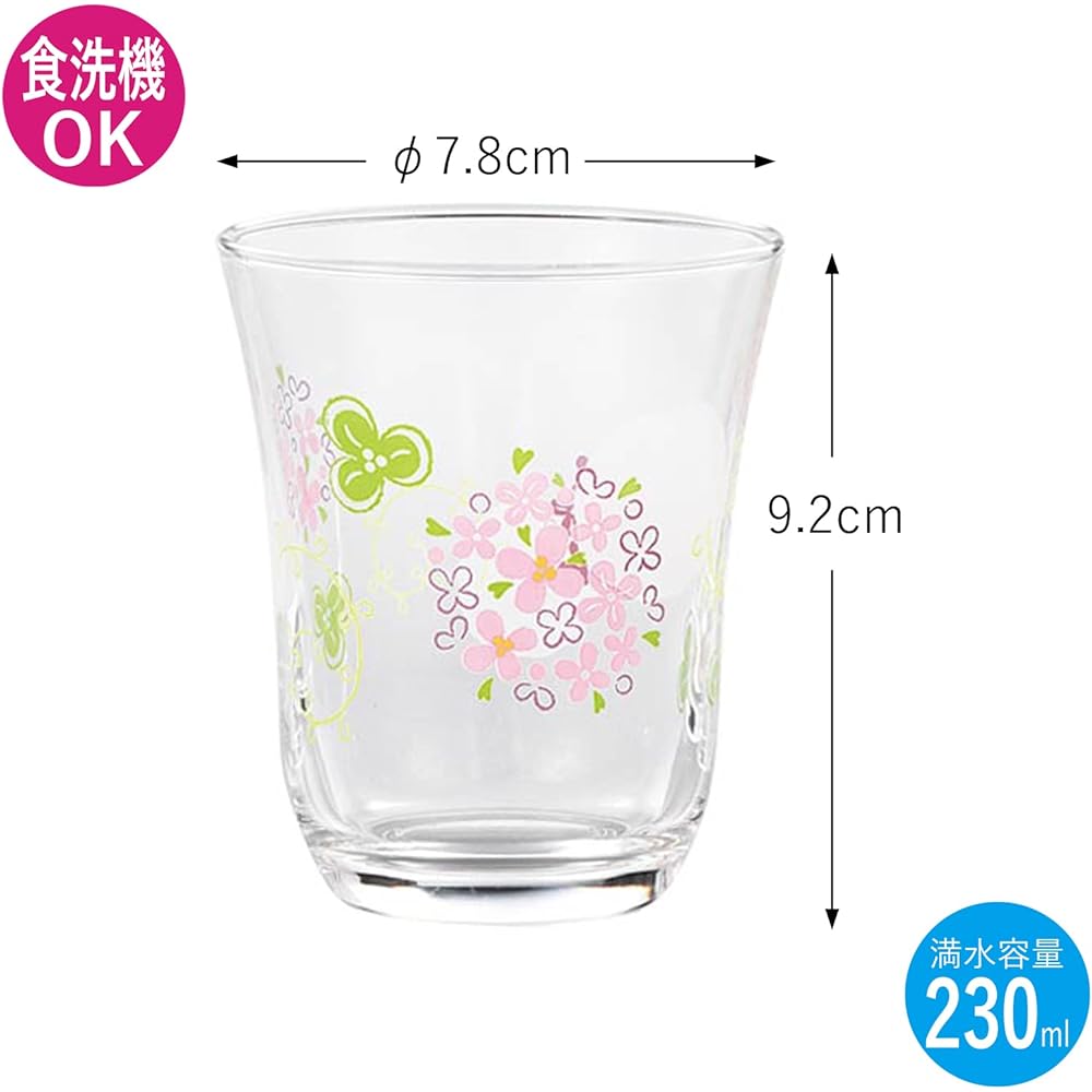 Toyo Sasaki Glass Tumbler Glass Set Decor Line Flower Violet Made in Japan Dishwasher Safe (Sold in Case) Purple 230ml G310-T295 Set of 4 x 16 pieces