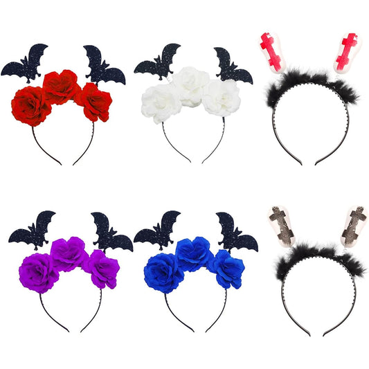 6pcs Halloween Headbands Witch Headband Bat Tombstone Tiara for Halloween Party Cosplay Decoration