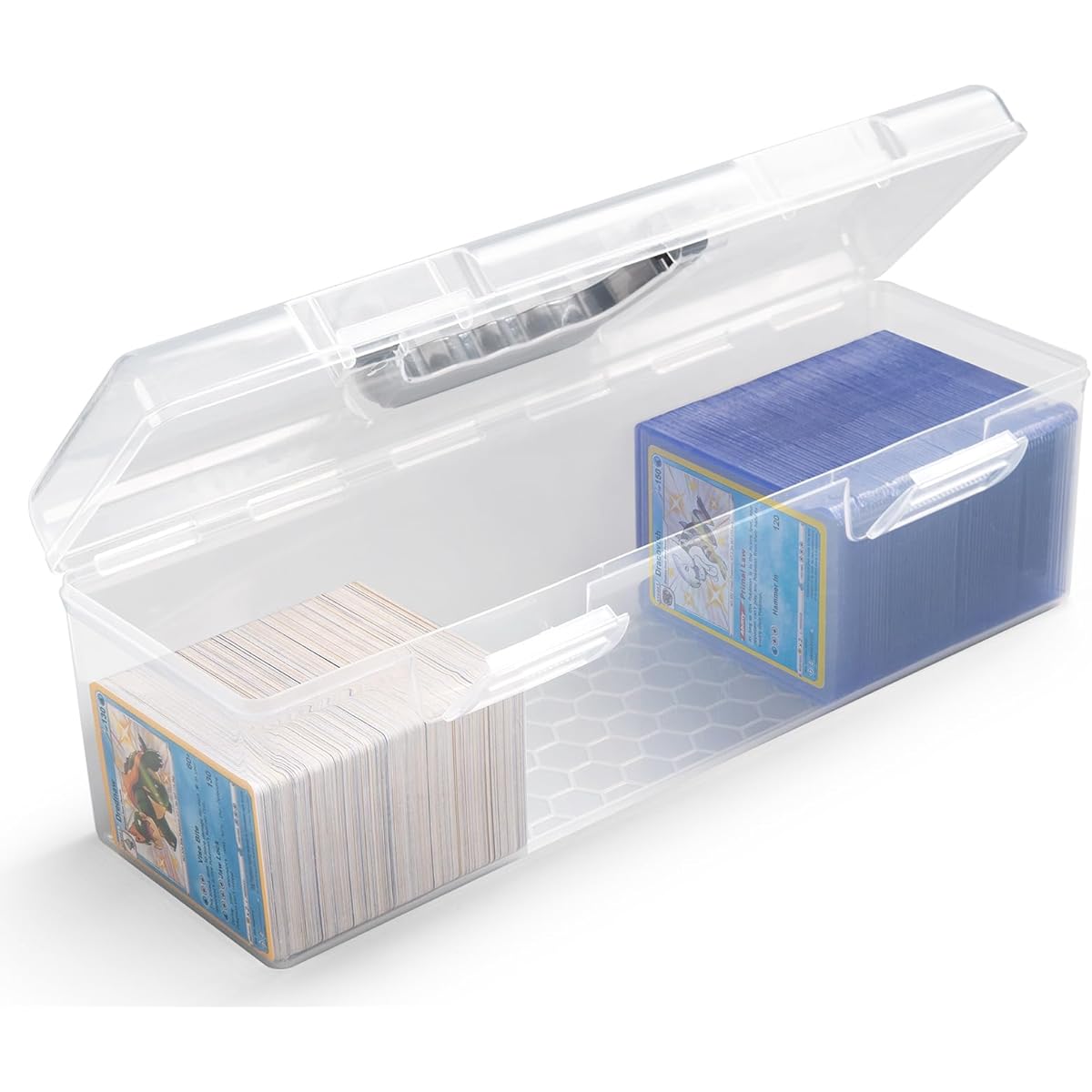 SUNEZLGO Trading Card Storage Box, Card Storage Box Plastic Top Loader Storage Box Fits Cards and Top Loaders with Card Protectors (1 Pack)