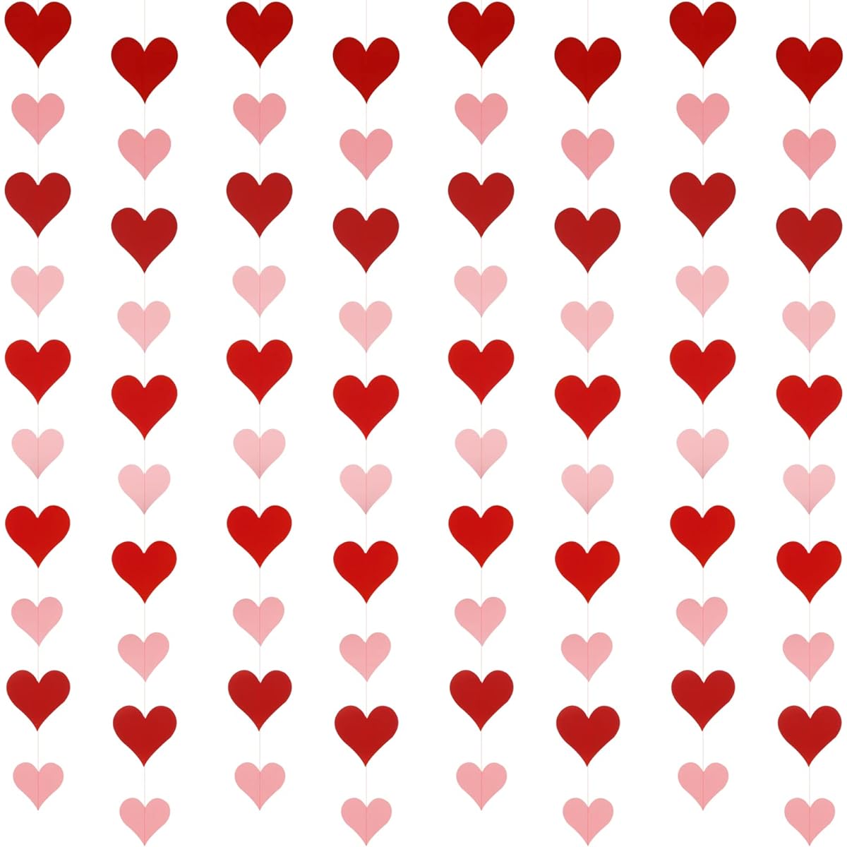 Valentine Heart Garland Red & Pink Valentine's Day Hanging String Garland Valentine's Day Hanging Heart Decoration Happy Valentine's Day Garland Banner Wedding Party Home Decoration