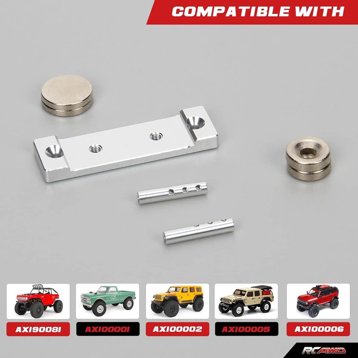 RCAWD 1/24 Axial SCX24 Upgrade Magnet Body Post Body Mount Aluminum Parts AXI90081 AXI00001 AXI0002 AXI0005 AXI0006 Silver