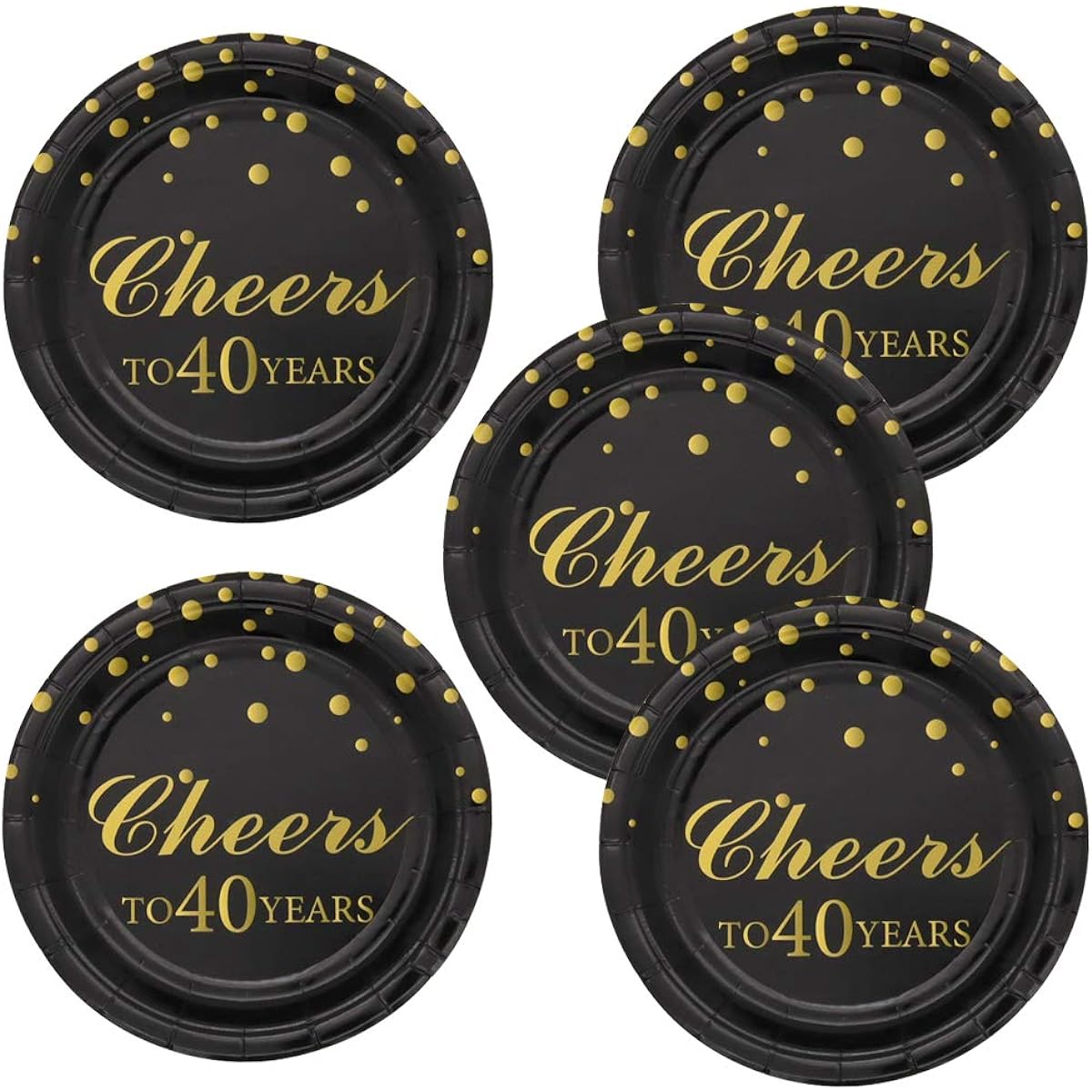 Pandecor 40th Birthday Party Supplies - 50 Cheers to 40 Years Disposable 7" Paper Plates and Dessert Plates for 40th Anniversary Party