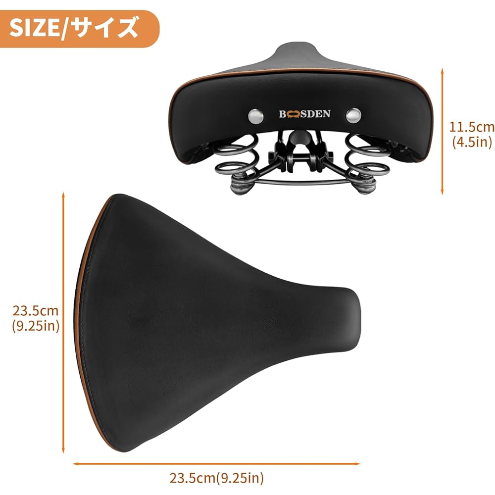 BOOSDEN Bicycle Saddle, Doesn't Hurt Your Butt, Super Thick, Soft, Replacement, Highly Versatile, Unisex, Waterproof, For Mamachari/Electric Assist Bicycle/Road Bike/Cross Bike/Mountain Bike/Normal Bicycle