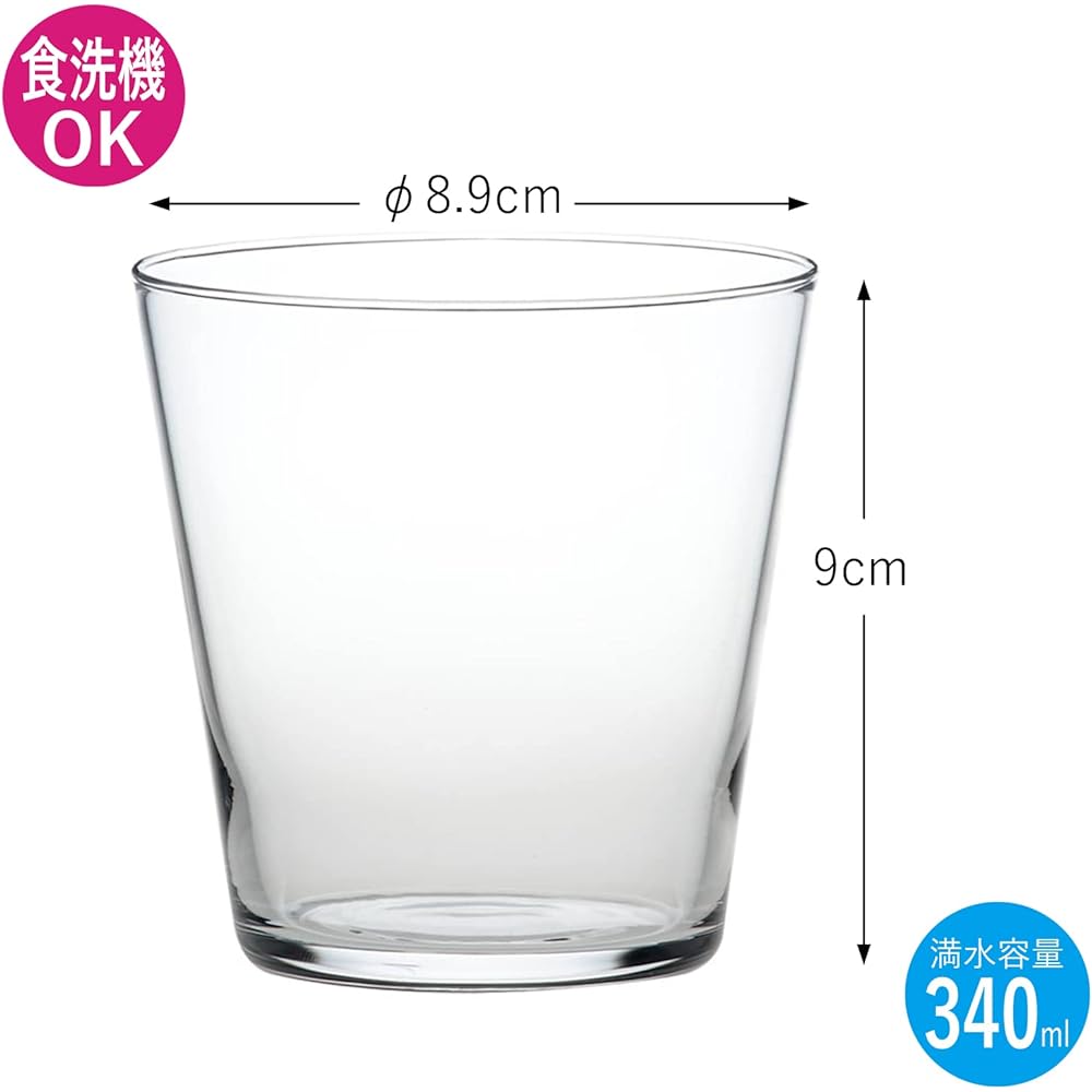 Toyo Sasaki Glass Rocks Glass, Thin 340ml, Set of 2 x 24 (Sold in Case), Durable Tempered Glass, Unbreakable, Shochu Glass, Whiskey Glass, Made in Japan, Dishwasher Safe, Cup G101-T291