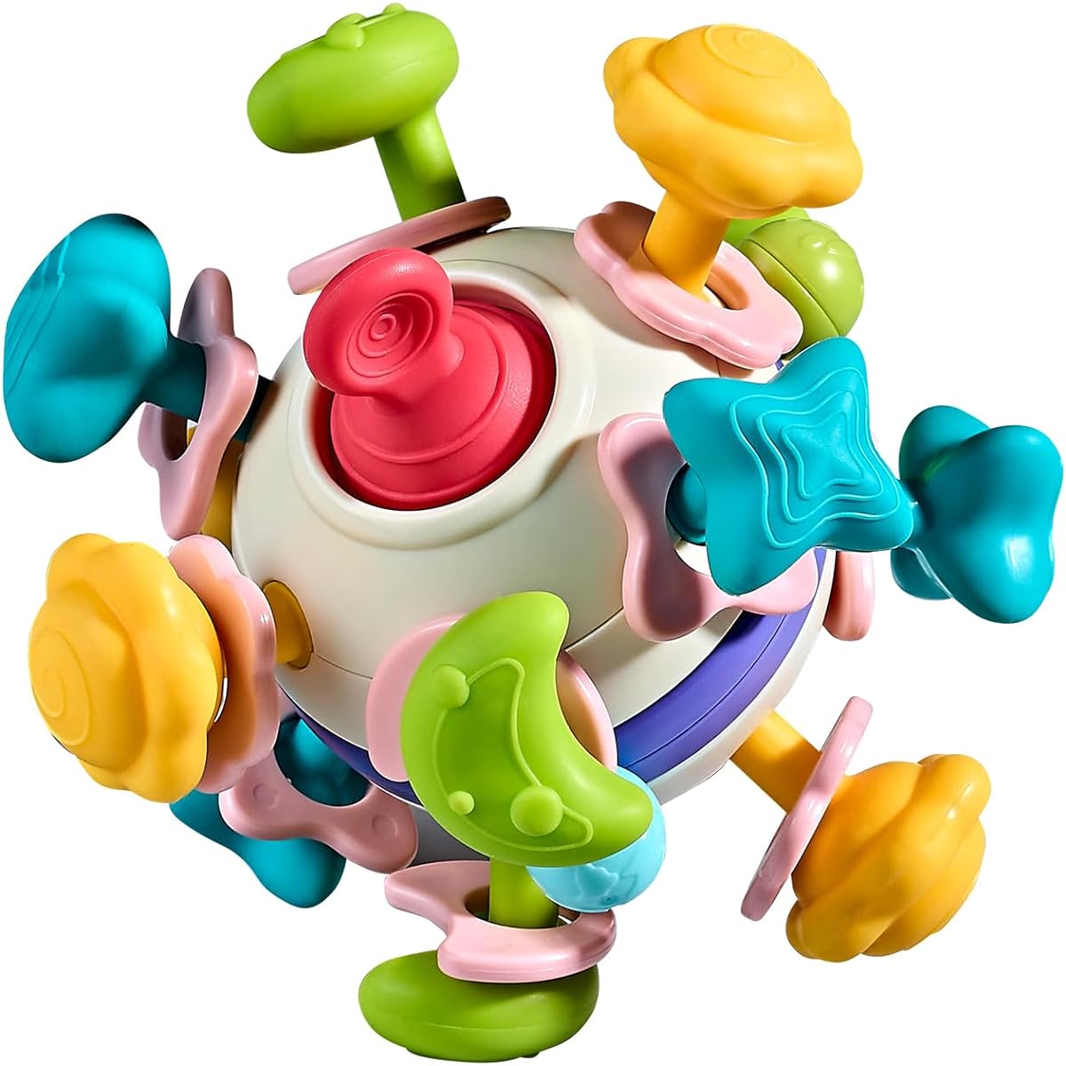 Teething Toys for Babies 0-6-12 Months, Sensory Montessori Space Balls Infant Baby Toys for 3-6 9 12 Months Development Learning Newborn Easy Grasp Rattles
