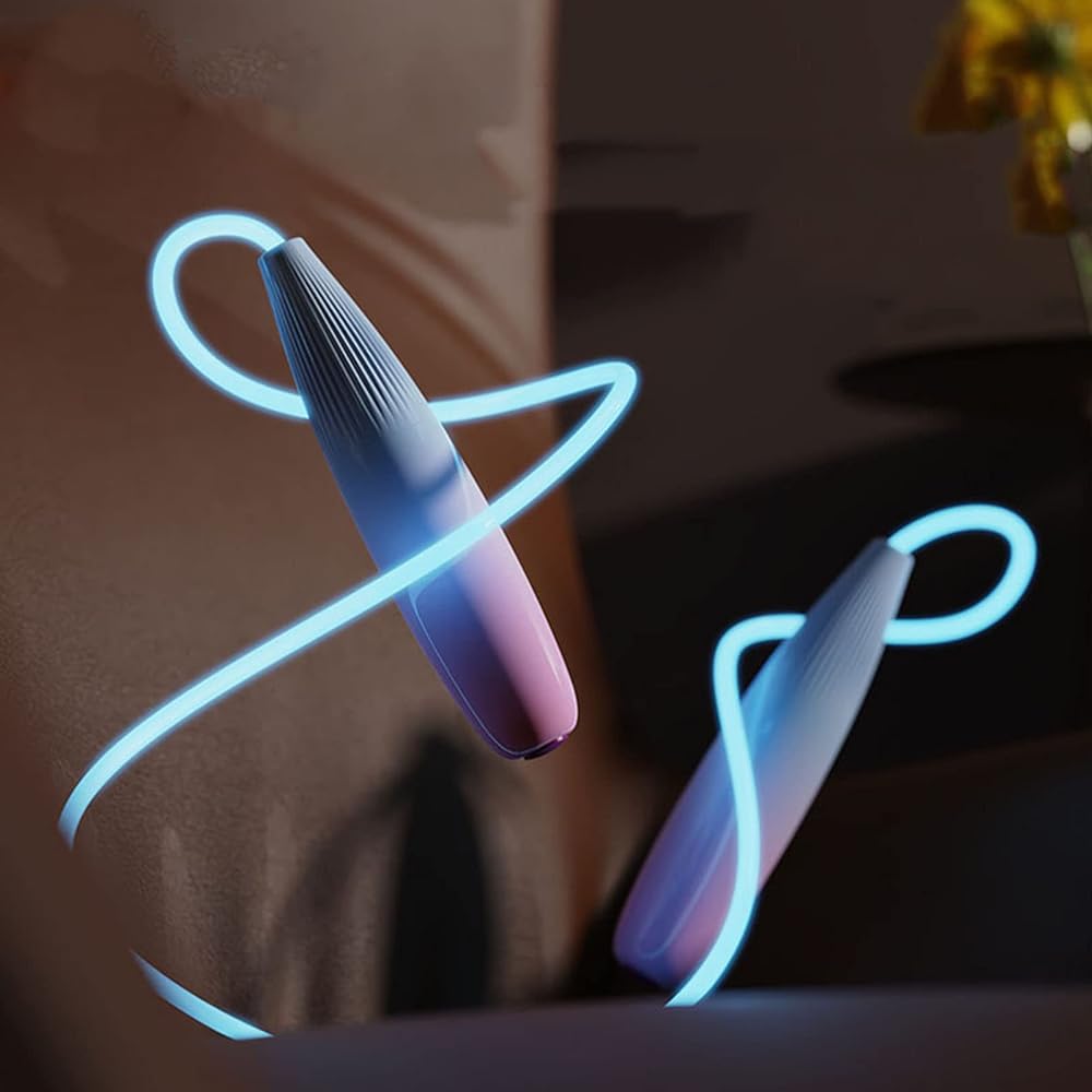 Garosa Glowing Jump Rope Jump Rope Fiber Optic Rope Speed Training Streamlined Design Beginner Glowing Jump Rope (One Size Fits Most)