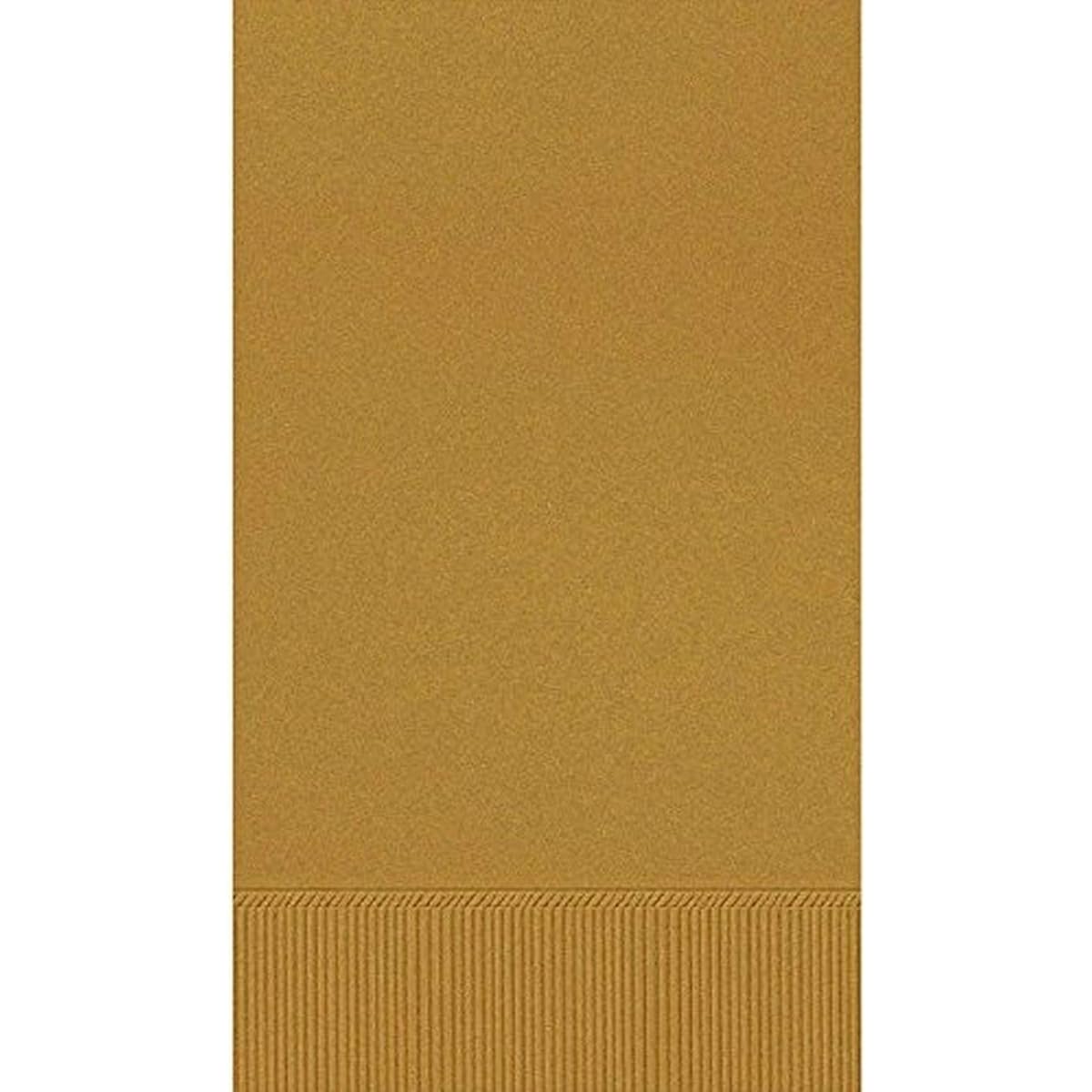 Amscan Disposable Party Triple Ply Guest Towels Tableware Gold Paper 4" x 7" Pack of 16