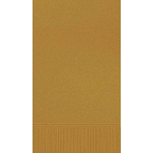 Amscan Disposable Party Triple Ply Guest Towels Tableware Gold Paper 4" x 7" Pack of 16
