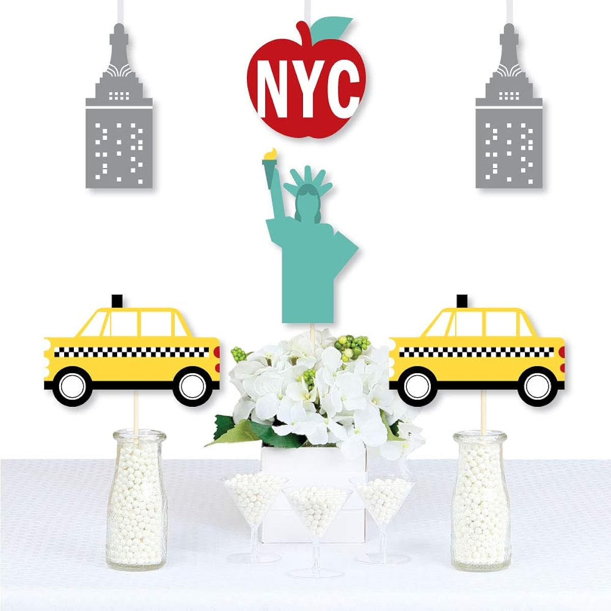 Big Dot of Happiness NYC Cityscape - Big Apple Taxi Skyscraper Lady Liberty Decorations DIY New York City Party Essentials - Set of 20