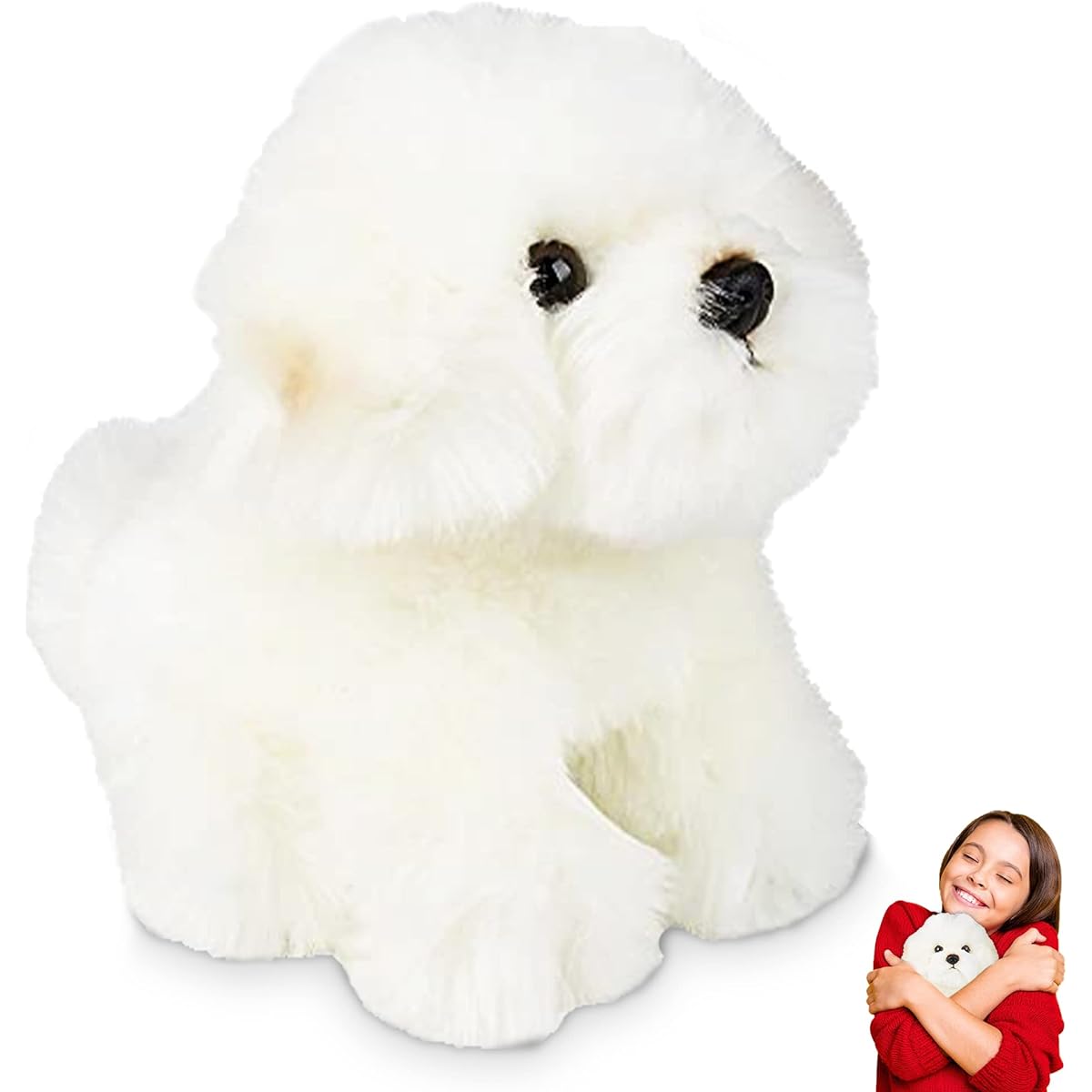 HOWBOUTDIS White Fluffy Adorable 6" Bichon Puppy! Super Cuddly and Cuddly! For Everyone - Even Your Puppy - Perfect for Animal Lovers of All Ages - Ages 3+