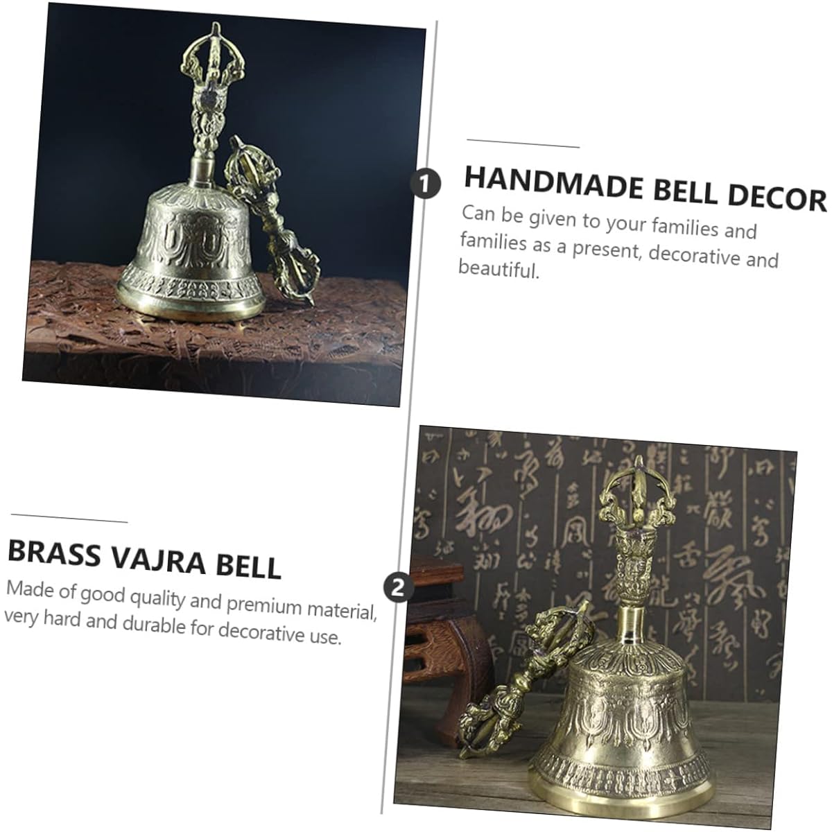 VICASKY 3pcs Vajra Yoga Bell Monk Bell Vajra Bell Tibetan Hand Bell Baby Suit Vajra Mindfulness Bell Dorje Bell Dinner Bell Baby Rattle Bell Tingshabe