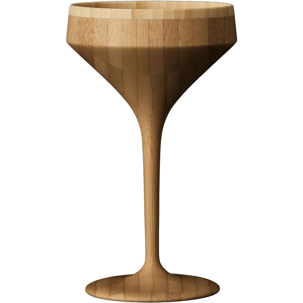 RIVERET Cocktail Glass Martini 120ml Pair Set Bamboo Dishwasher Safe White/Brown RV-111WB