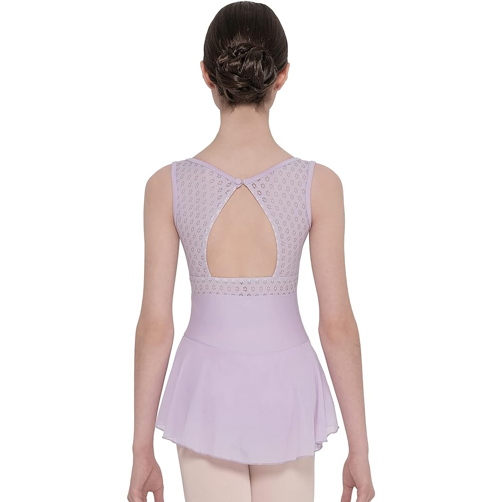 Wear Moi Ballet Skirt Leotard Girls [DIAMANT] Floral Stitch Microfiber & Tulle Back Open Button Closure [Genuine]