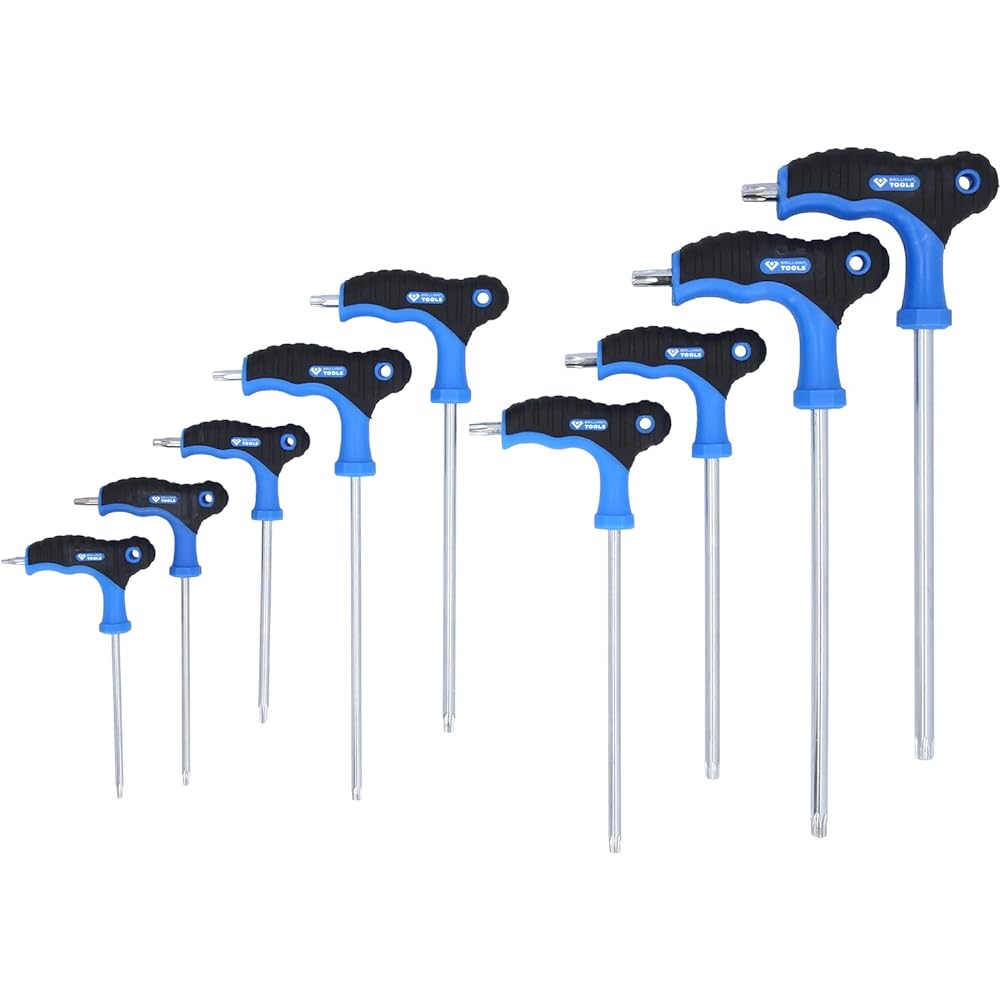 KS Tools T-Handle Torx Right Angle Wrench Set with Tamperproof 9 Pieces BT041200