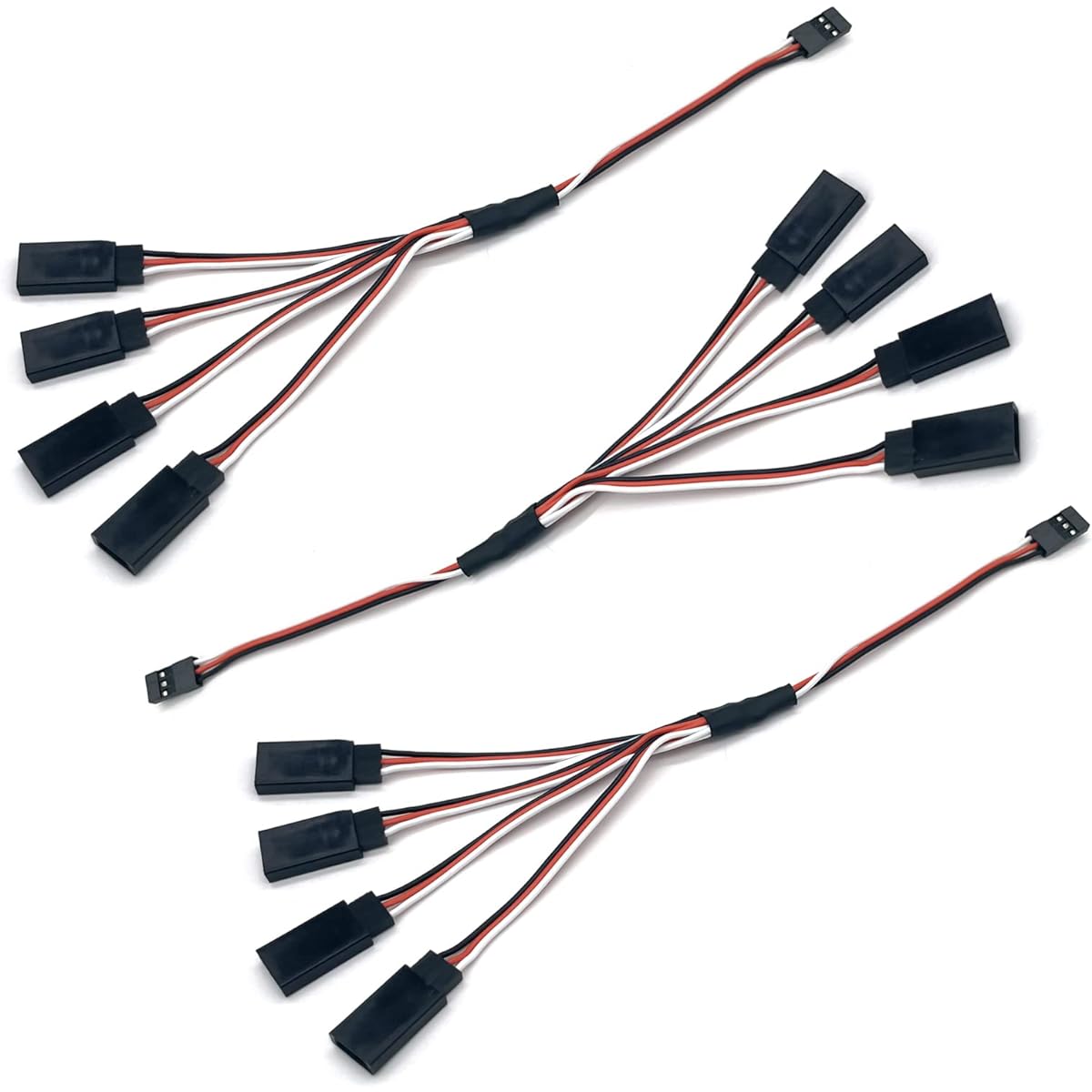 5pcs JR Y Connector Servo Extension Cable 3 Pin JR Plug Splitter 1 Male 4 Female Servo Y Extension Connector for RC Model Car Airplane Helicopter Drone