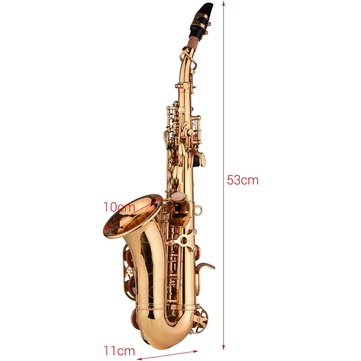 SHUBIAO Mini Bb Soprano Saxophone Saxophone Brass Material Gold Lacquer Surface Woodwind Instrument Carrying Case Cleaning Cloth Brush Reed Saxophone Strap