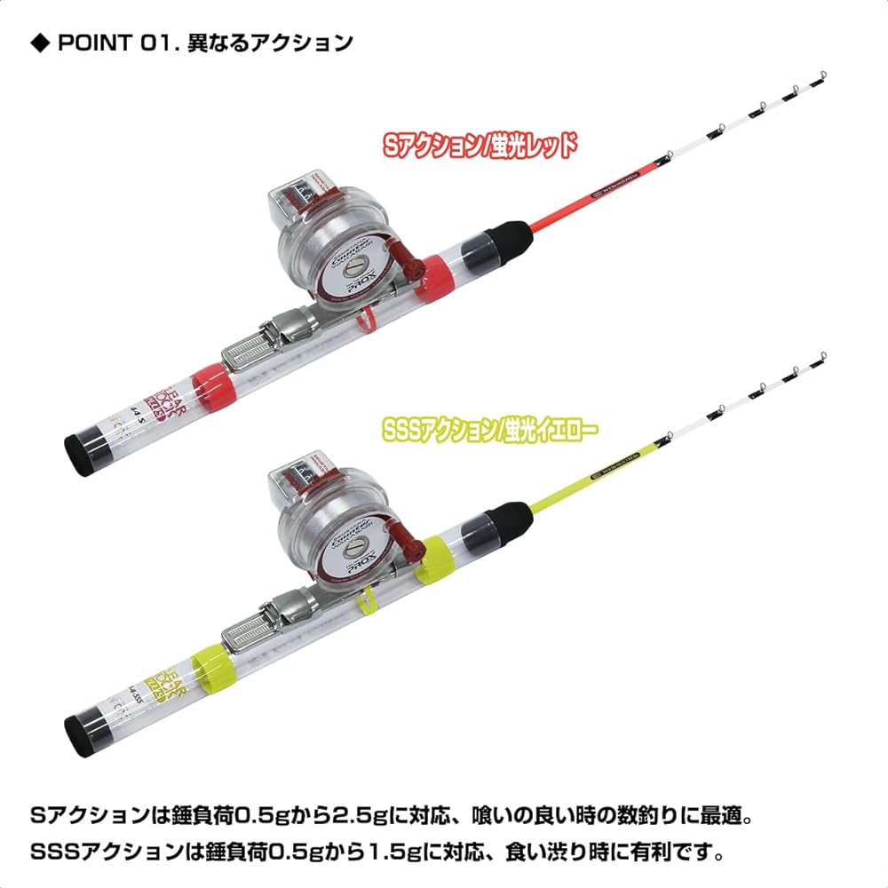 [Flat tip/skeleton grip protects the tip when stored] Rod reel set for smelt Clear Lock Plus Single rod/Reel (spinning/counter) set (CRPS44)